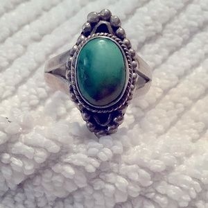 Green turquoise stone ring